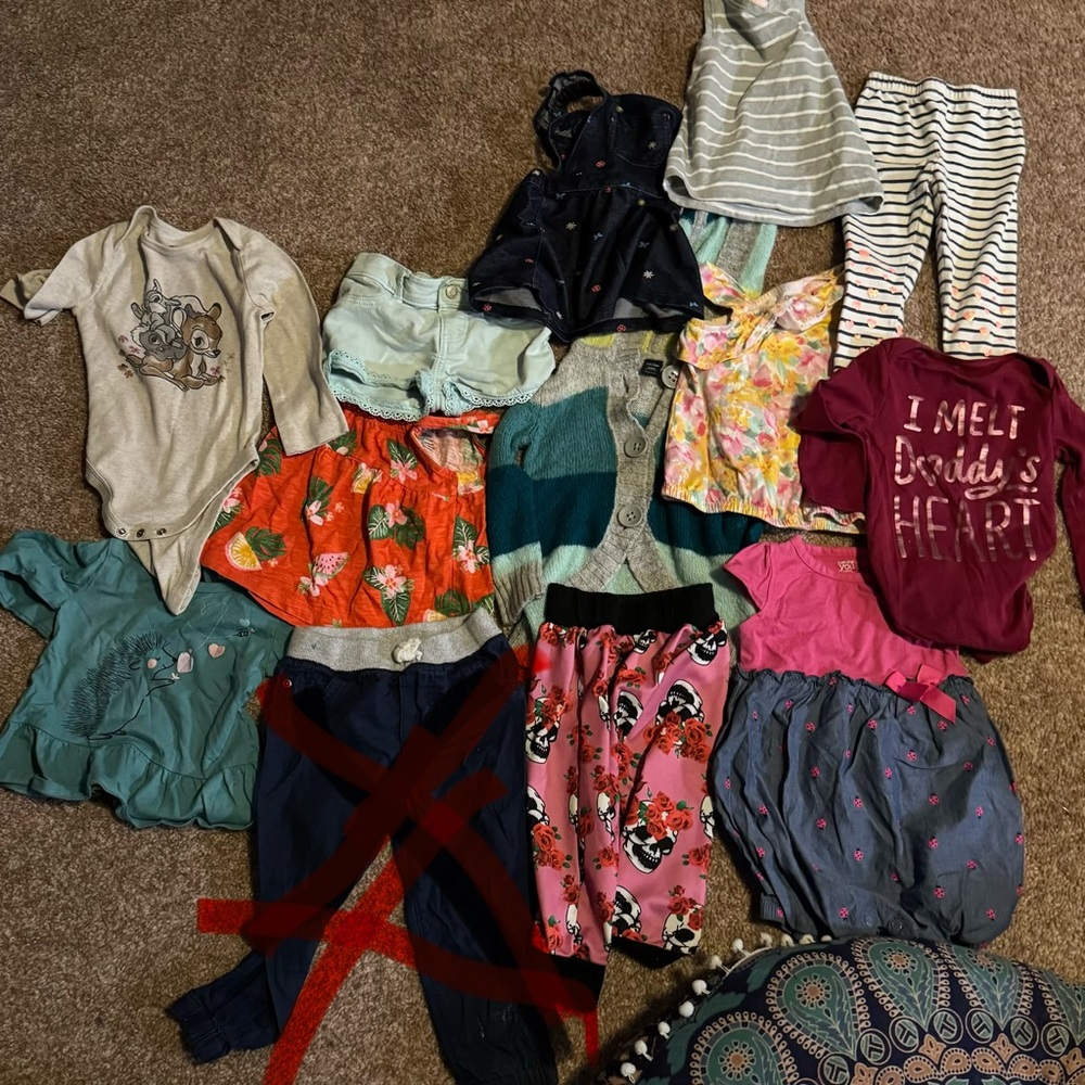 12-24 months clothes lot. Minus the pants with the x through them.